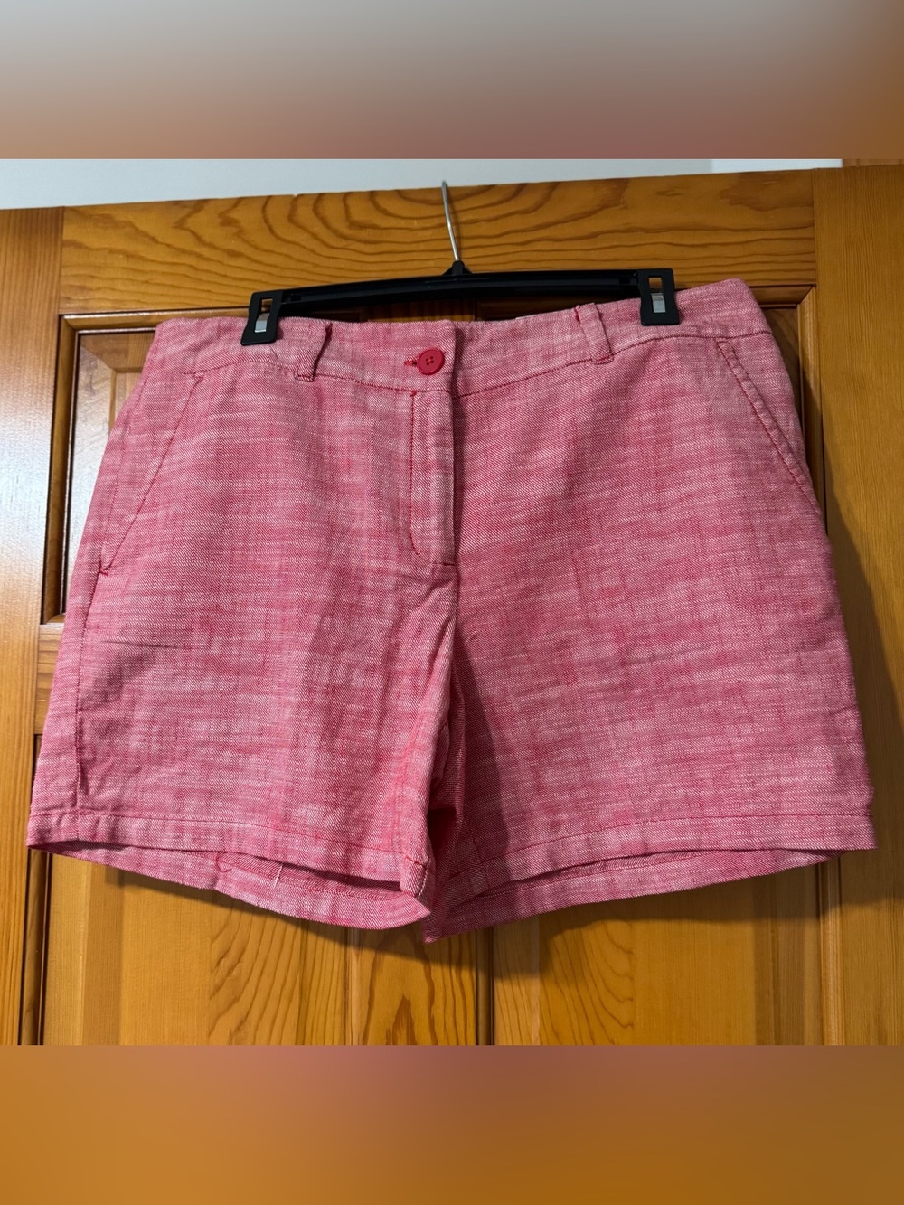 LOFT Rose-Pink High Waist Linen-Blend Shorts